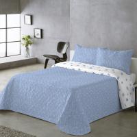 UNIFABRIC HOME TEXTIL Colcha Bouti Primavera Verano Reversible Color Azul Mod.VARELIA Cama 90 ,105,135 y 150  Ligeras y Suaves ,Incluye fundas de cojín,Termosellada No hace bolitas y facil planchado - details 1