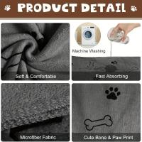 Toalla Para Mascotas 60x100cm Drying Rápido Microfibra Absorbente Azul Gris Para Perros Y Gatos Producto De Baño Para Animales - details 2