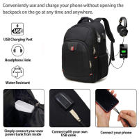 Mochila para computadora portátil de 17,3 pulgadas, mochila para computadora portátil antirrobo para viajes de negocios, ultrafina y duradera con puerto de carga USB, bolsa para computadora impermeable, adecuada tanto para hombres como para mujeres, - details 2