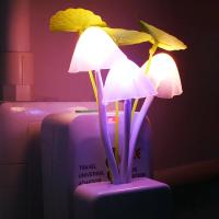Luz De Noche De Setas LED Con Sensor De Luz Conector EU Y EE.UU. 5V 3 LED Luz De Noche Colorida De Setas Decoración De Ambiente - details 5