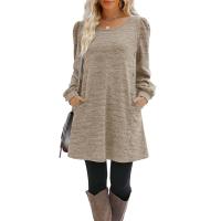 Vestido Casual Para Mujer De Color Sólido Con Botones Manga Larga Cuello Redondo A-Line Largo Hasta La Rodilla Fashion - details 25