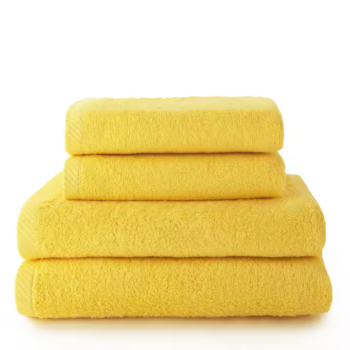 QUALITY TOWELS. Pack TOALLAS color LIMÓN. Fabricadas en algodón cardado de 420 grs/m2. Packs de diferentes tamaños. Muy suaves y absorbentes. - 1