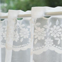 Cortinas Blancas De Encaje Transparente Con Flores Para Cocina Y Ventanas Pequeñas Con Ojo De Banda Para Decoración Del Hogar - details 4