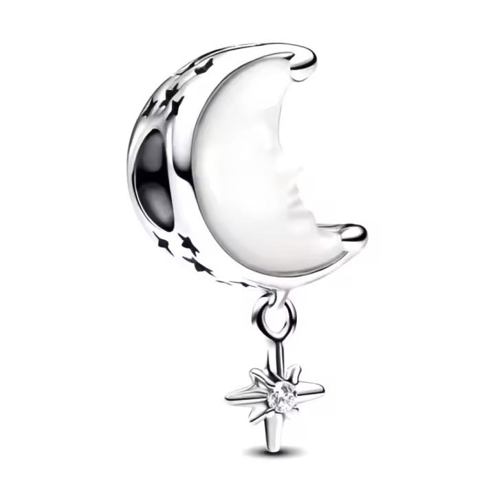 Pandora Charm de Colgante en Plata de Ley Luna y Estrella Polar 793594C01，Incluye Caja Original - 1