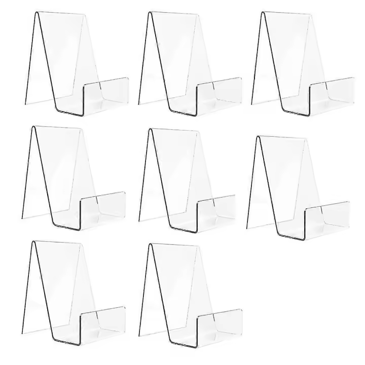 8 Pack Acrylic Book Stand, Clear Easel Stand For Display, Book Display Holder, Display Stand For Album,cd,picture,plate - 1