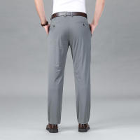 Pantalones Casuales De Seda Para Hombre Primavera/Verano Cintura Media Pierna Larga Y Recta Cómodos Y Transpirables Con Bolsillos - details 18