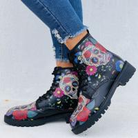 SP Nuevas Botas de trabajo con impresión 3D de tendencia de Calaveras con personalidad de otoño E Invierno, BOTAS Martin, BOTAS Cortas de mujer de talla Grande. - details 2