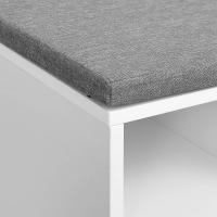 Banco para zapatos con asiento acolchado, cajón y compartimentos abiertos, para entrada y dormitorio, blanco, 104x30x48 cm - details 2