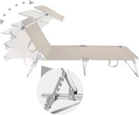 Tumbona plegable portátil de aluminio para playa y piscina California Tumbonas de Aluminio, Mueble de Jardín, Parasol, Respaldo Ajustable, Exterior Patio Terraza Playa 188*56cm - details 0