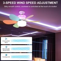 Ventilador de techo LED de 52 cm con luces, E26/E27, 40 W, luz con control remoto, 3 velocidades, temporizador, RGB regulable, 6 aspas, lámpara para dormitorio, sala de estar y oficina. - details 5