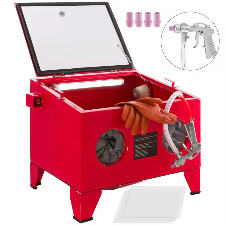 AREBOS Cabina de chorro de arena Unidad de arenado Sandstrahler 90 Liter - 1