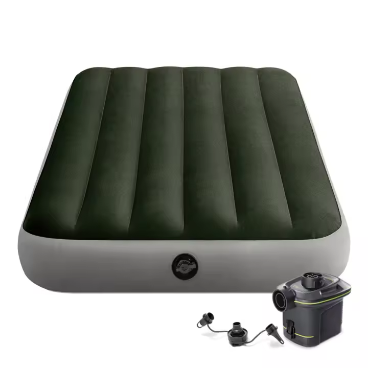 Colchón hinchable individual con hinchador y Fiber-Tech INTEX - 1
