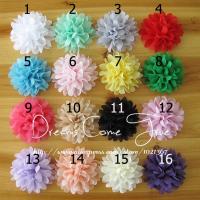 5pcs Flores De Tules Artificiales 4" Chiffon Suave Para Cabello Con Encaje Aplicación En Boda Y Decoración Del Hogar - details 0