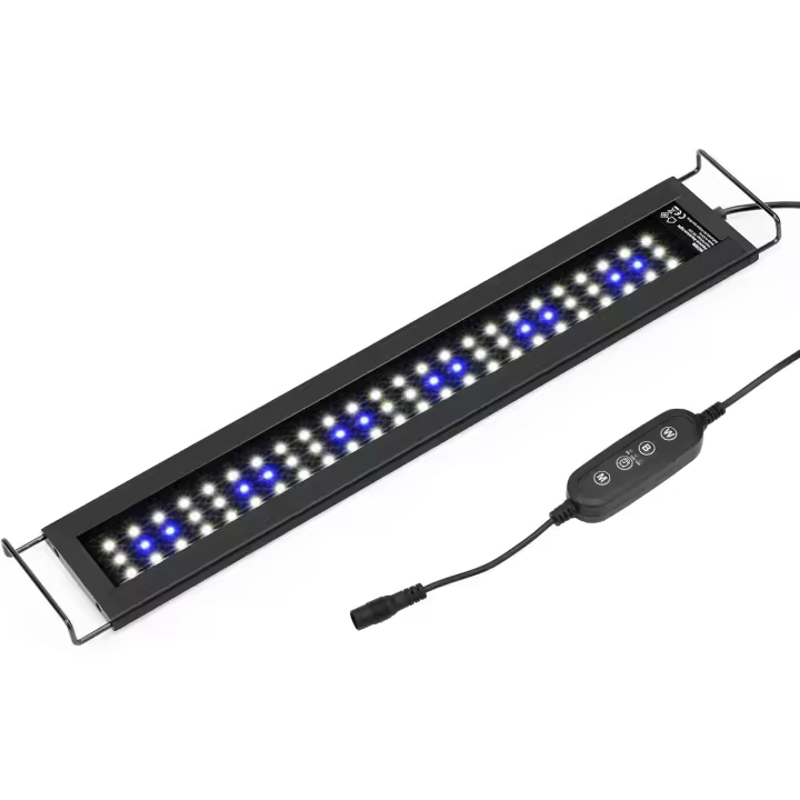 Luz de acuario LED con función de temporizador, luces blancas y azules ajustables, iluminación de acuario impermeable 43-60 cm, 11 W, 760 LM 43-60 cm - 1