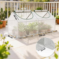 Outsunny Invernadero de Exterior 120x60x60 cm Invernadero de Jardín con 2 Ventanas Enrollables Cubierta de PE 140g/㎡ y Marco de Acero Impermeable Anti-UV para Cultivo de Plantas Verduras Translúcido - details 2