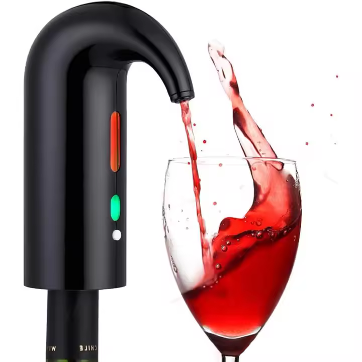 Decantador eléctrico, decantador portátil automático, recargable por USB, incluye tubo de silicona y cable de carga USB, filtro y botón de encendido/apagado, batería de 1500 mAh - 1