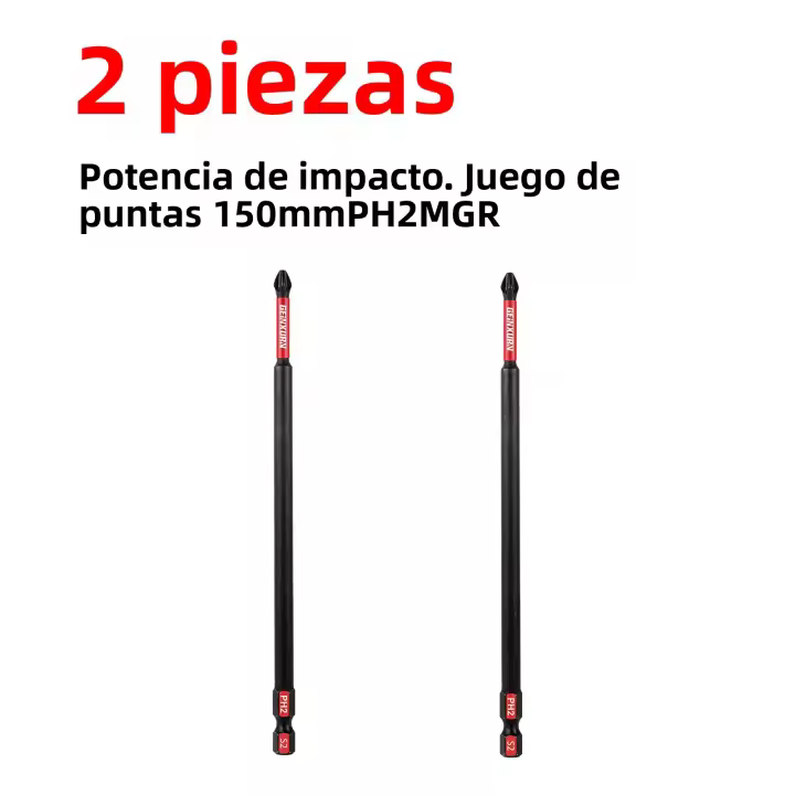 Geinxurn Bits De Destornillador Magnético #2 Phillips 6 Pulgadas Set De Bits De Acero De Aluminio Resistente Al Impacto PH2 - 1