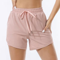 Shorts Deportivos Sueltos Para Mujer Cintura Alta Antideslizante Doble Capa Secado Rápido Entrenamiento Fitness Running - details 2