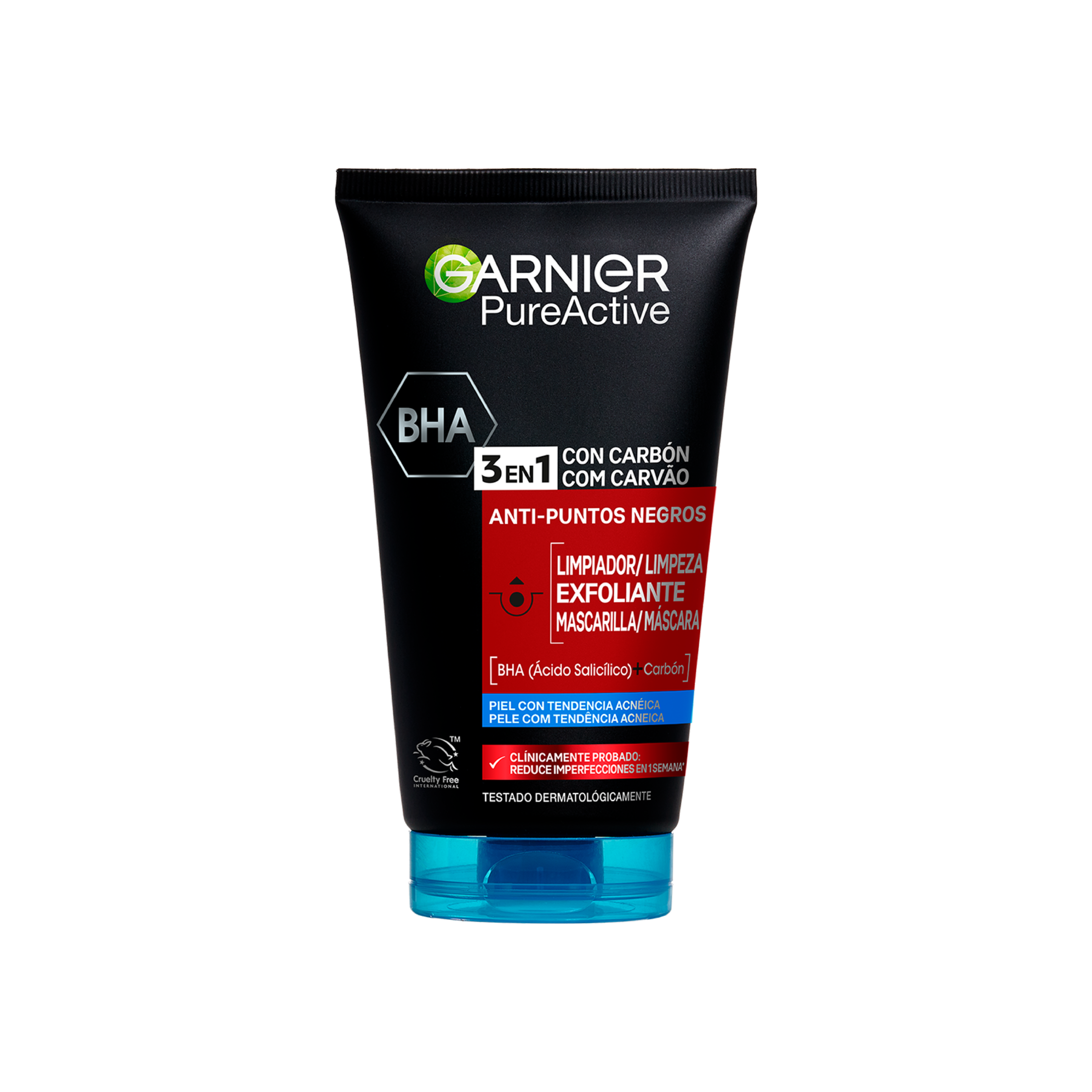 Garnier Pure Active Gel 3 en 1 con carbón anti-puntos negros  - 150 ml