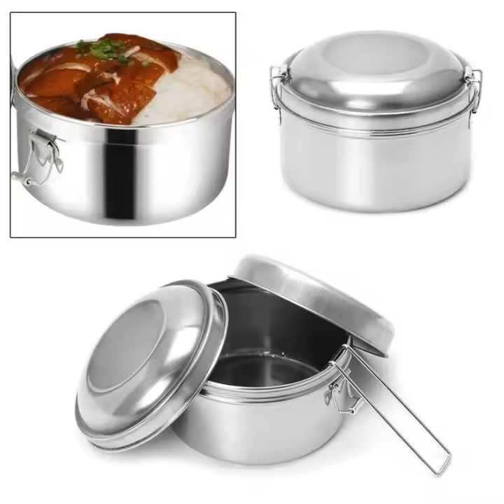 Fiambrera con 2 Platos Inoxidables Maple Porta Comida, Cocinar o Calentar Comida al fuego Para Camping trabajo Pesca Viaje - Maxia Martket - 1