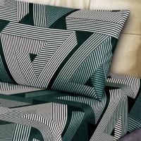 Juego de Sábanas Rayas Verdes, Negras y Blancas - Diseño Moderno y Atemporal | Incluye Funda Nórdica + Sábana Ajustable Elástica + 1-2 Fundas de Almohada | Tallas 90/135 cm (3 Piezas) y 150 cm (4 Piezas) | Poliéster Premium Antipilling y Lavado Express - details 1