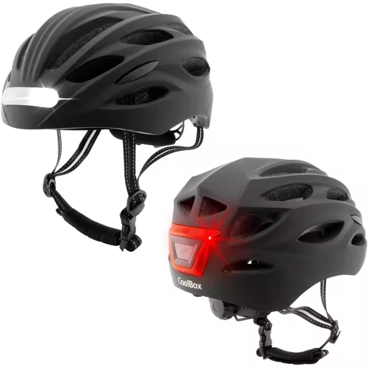 CoolBox Casco para Patinete Eléctrico o Bicicleta con Luces LED Frontal y Trasera. Ligero, Resistente y Transpirable. Talla L - 1