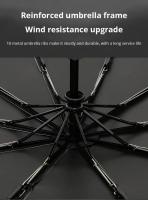 Paraguas Automático Negro 1PC Reforzado Para Protección Contra El Sol Y La Lluvia Para Adultos Plegable De 3 Secciones Metálica - details 1