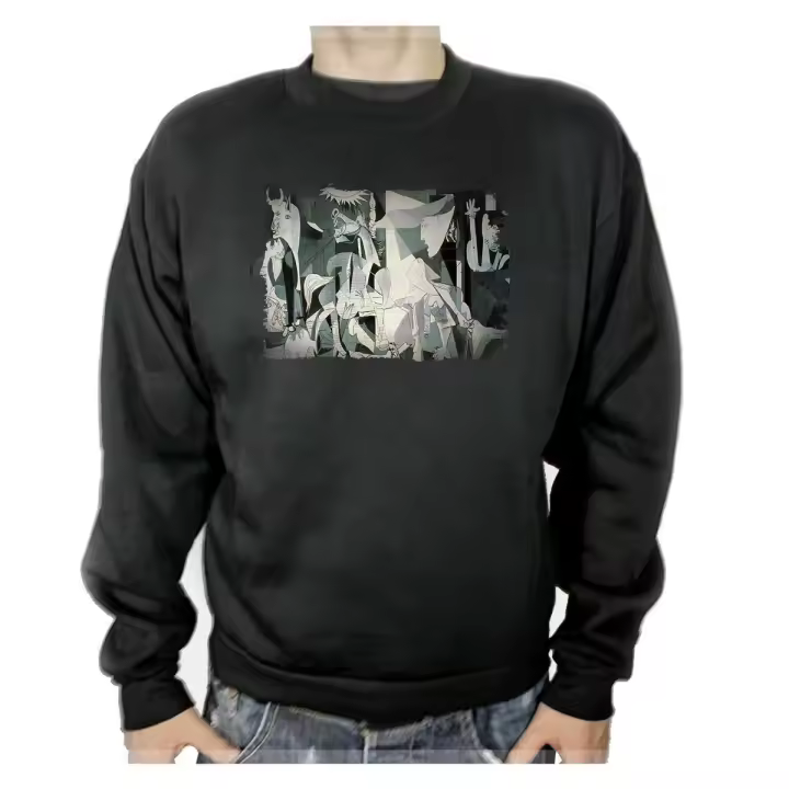 SUDADERA NEGRA CUADRO EL GUERNICA DE PABLO PICASSO adulto poliester algodón sweatshirt guerra civil española - 1