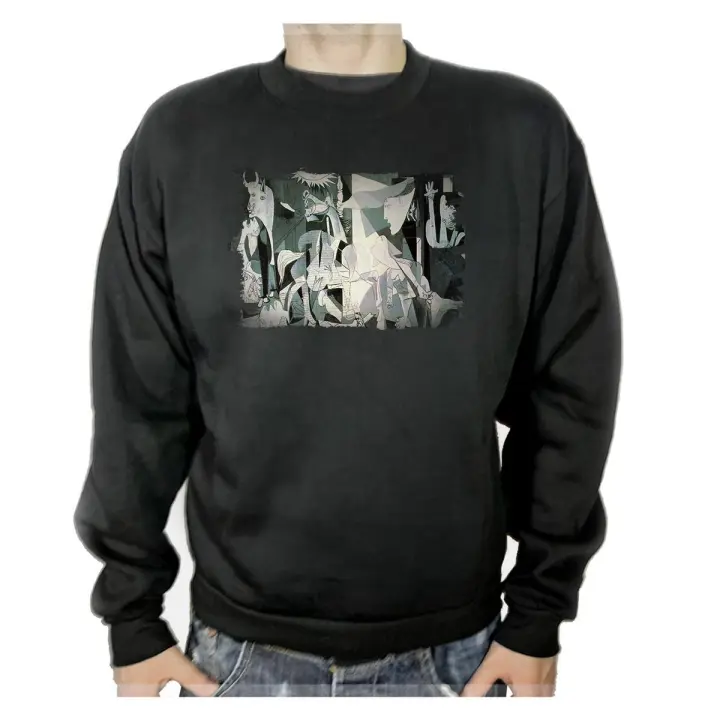 SUDADERA NEGRA CUADRO EL GUERNICA DE PABLO PICASSO adulto poliester algodón sweatshirt guerra civil española - 1