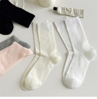 Calcetines De Mujer Color Sólido Primavera Verano Malla Hueca Calcetines Largos Respirables Casual Blancos Delgados Cómodos - details 4