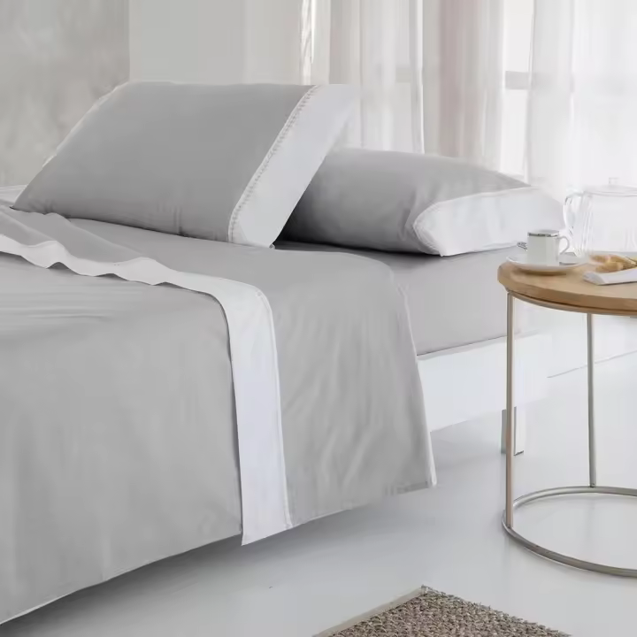 Juego Sabanas Leti Gris, 100% Algodón, FUN&DECO - 1