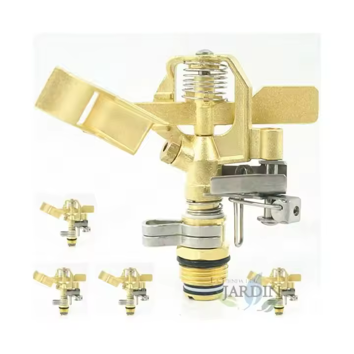 Suinga Pack 5 Aspersores de Riego de Latón Ajustables 1/2" - Alcance 10-15 Mts - Caudal 9-20 Litros/minuto - 1