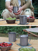 Taza De Camping De Titanio 450ml Utensilios De Cocina Para Exteriores Set De Cocina Para Viajes Y Pícnic Equipamiento De Mesa De Turista - details 8