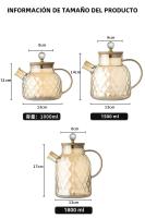 Hervidor De Té De Vidrio Con Tapa De Bambú Y Filtro Desmontable Cuerno De Champaña Para Té En Hoja Suelta Y Té De Flores 0.8/1.5/1.8L - details 0