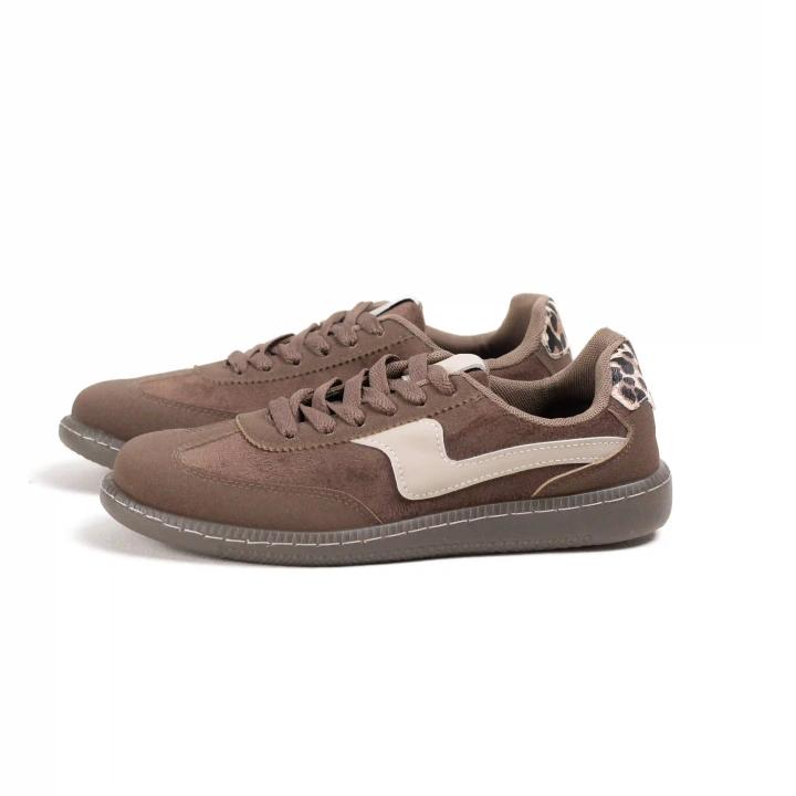 Mynzi Zapatilla Urbana Mujer Tendencia Microfibra y Textil, Calzado Casual con Detalle Animal Print, Deportivas de Moda con Suela de Goma, Zapatillas Streetwear Ligeras para el Verano 2025, Cierre de Cordones, Modelo Confortable y Versátil