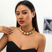 Collar Corto Gótico Exagerado De Acrílico Con Gran Bola Y Cadena Cadena Punk Grunge Para Mujeres Y Hombres Joyería Steampunk - details 2