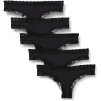Iris & Lilly Tanga de Tira Talla 44 en Algodón y Encaje Mujer, Pack de 5ud. Lencería intima de alta calidad. Distribuido por Distrilocu - details 0
