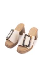 Paloma Wang sandalias mules dorados tacón medio detalle de hebilla - details 2