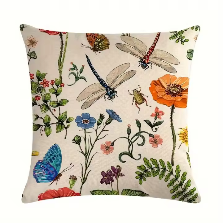  Fundas De Cojines De Flores Silvestres Botánicas 45x45cm Decoración De Hogar De Granja Para Porche Patio Sofá Fundas De Cojines De Poliéster 100% - 1