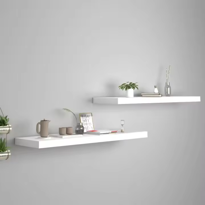 Estantes flotantes pared 2 uds MDF blanco 90x23,5x3,8 cm - 1