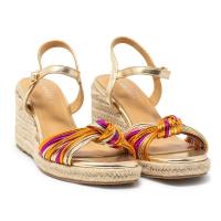 D'ANGELA DXF26158 Sandalias plataforma mujer 32651 24V SANDALIA NUDO CUÑA YUTE METAL COMBI ORO - details 0