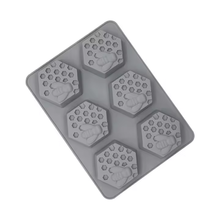 Moldes de silicona con forma de abeja de 6 diamantes, moldes de panal para pastel de luna de chocolate, herramienta para hornear DIY - 1