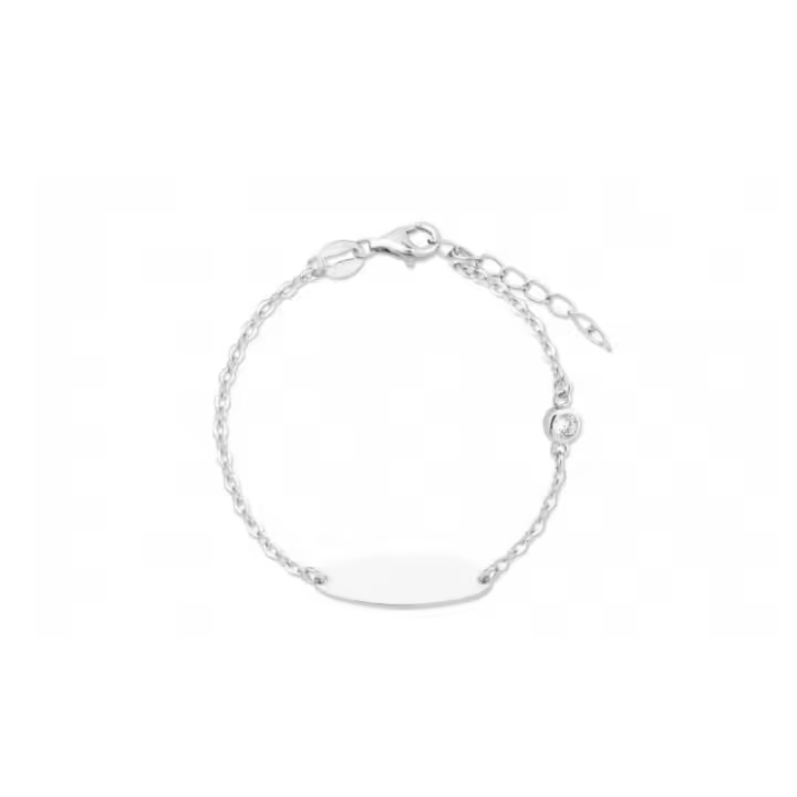 Pulsera esclava ID de Plata de Ley 925 Bebe or Niña, pulsera with Placa, Largo de 11 más 2,5 cm de extensor - 1