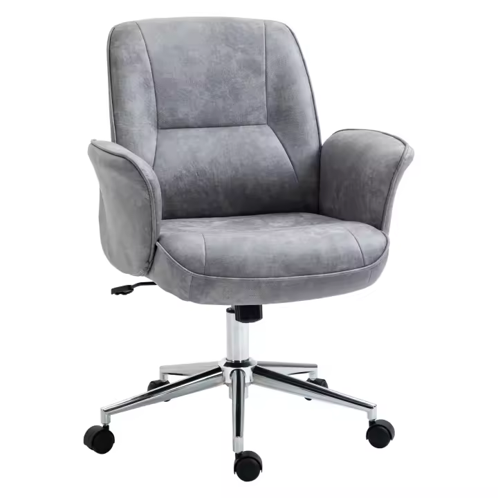 Vinsetto Silla de Oficina Ergonómica Silla Escritorio Giratoria y Ajustable en Altura con Asiento Reposabrazos y Respaldo Acolchados 67x69x92-102 cm Gris - 1
