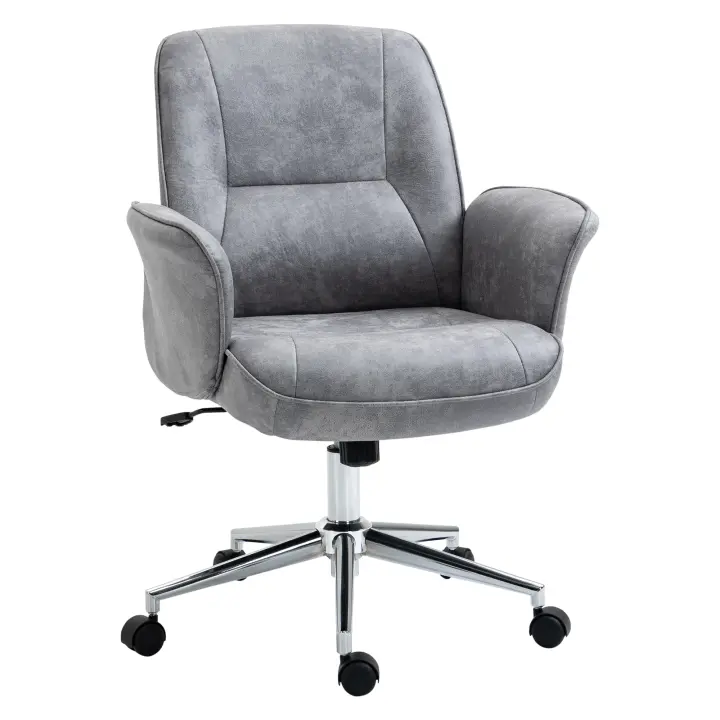 Vinsetto Silla de Oficina Ergonómica Silla Escritorio Giratoria y Ajustable en Altura con Asiento Reposabrazos y Respaldo Acolchados 67x69x92-102 cm Gris - 1