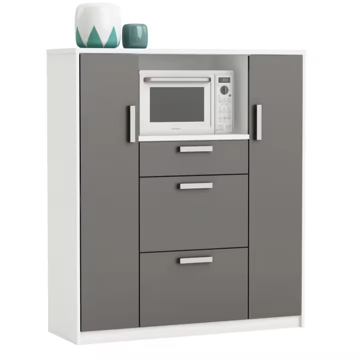 Mueble Auxiliar De Cocina Mueble Microondas Flavor Color Blanco Y Gris 116x132 cm - 1
