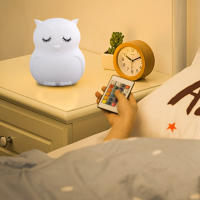 Búho Noche de Luz LED Sensor Táctile de Control Remoto 9 Colores Temporizador Regulable Recargable de Silicona Lámpara de Noche para Los Niños Of The Baby Gift - details 10