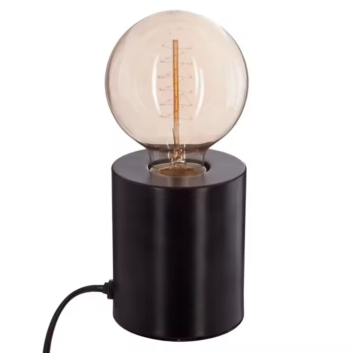 Atmosphera Lámpara Tubo de Metal Negro H10 con Base de Hierro para Mesa - 1