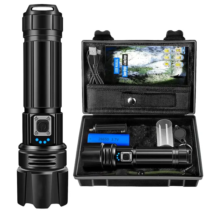 Linterna Recargable De Alta Luminosidad 990000 Lumen LED Brillante Con 5 Modos Potente Y ImpermeableLinterna De Distancia De Iluminación > 500 Metros - 1