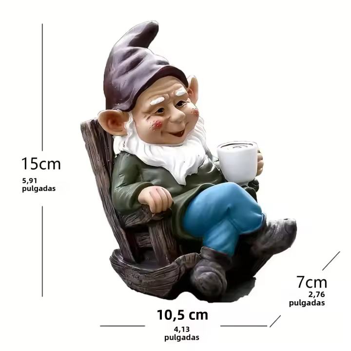 1pc Silla De Rocking De Resina Con Gnome Decoración Para Jardín Exterior Patio Delegada Bebida Té Relajante Adorno De Escultura De Jardín - 1